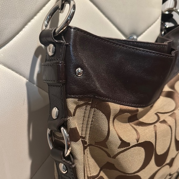 Coach Brown and Tan Monogram Shoulder Bag - Picture 9 of 17